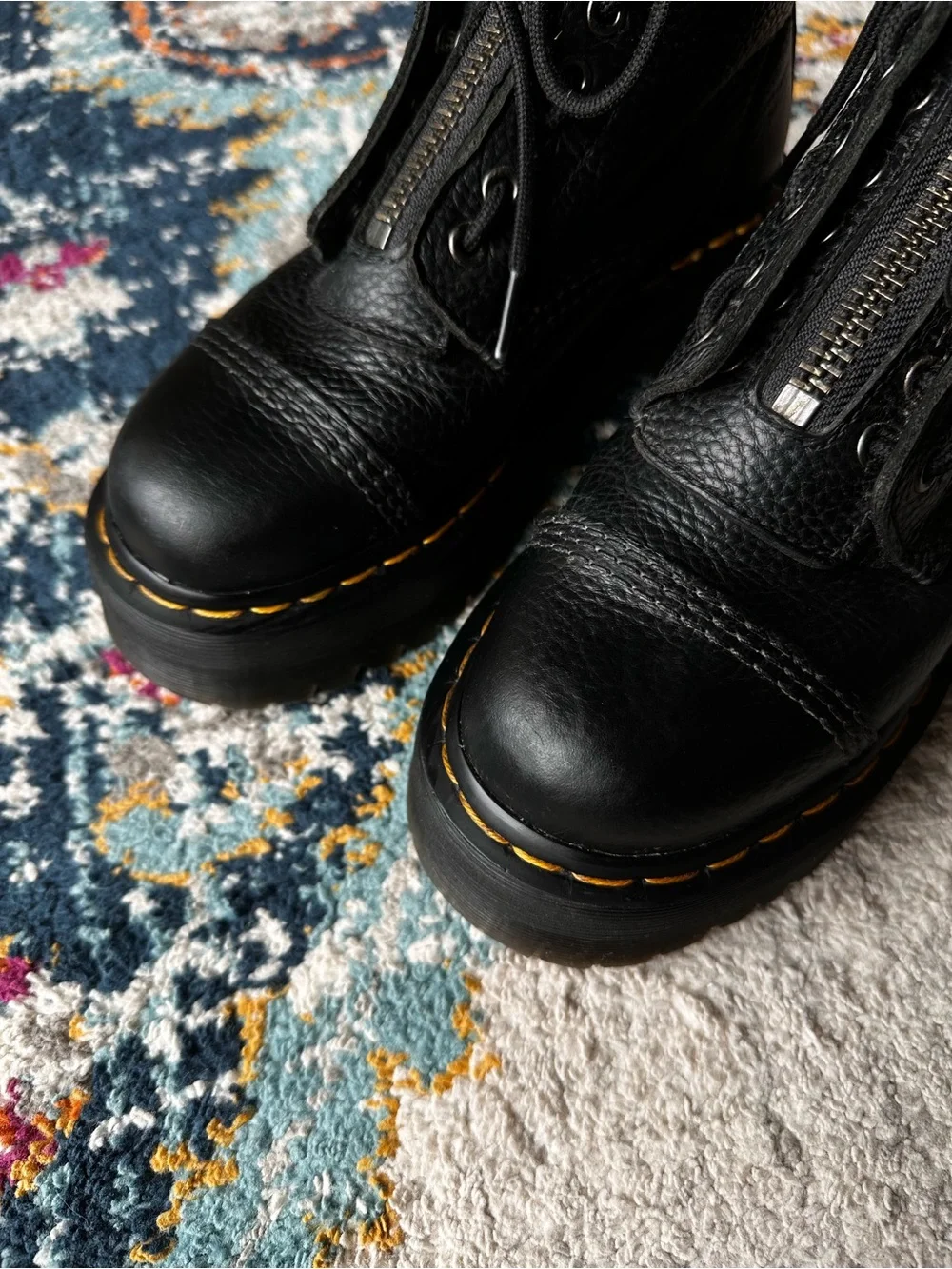 Dr. Martens | Docs SINCLAIR Leather Platform Zip + Lace Up Boots in Black - Picture 5 of 13